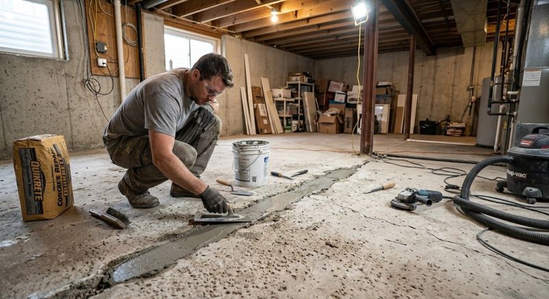 Cracked Basement Floor Repair in Prince Georges County, MD